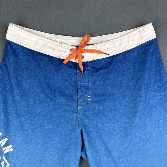 American Fighter Board Shorts Men 38 Blue Handover Stretch Swim Beach Affliction - Picture 2 of 16